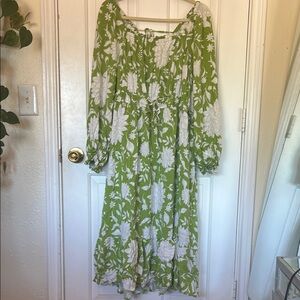 Ava & Viv Green Bishop Sleeve Scoop Neck Sundress